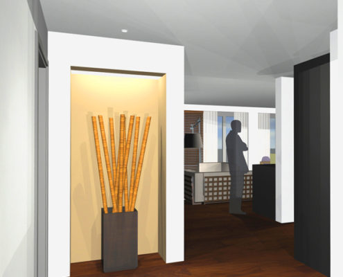 Crowden-Good Baar | Visualisierung Eingangsbereich mit Nische für Dekorationen 'vier Jahreszeiten'